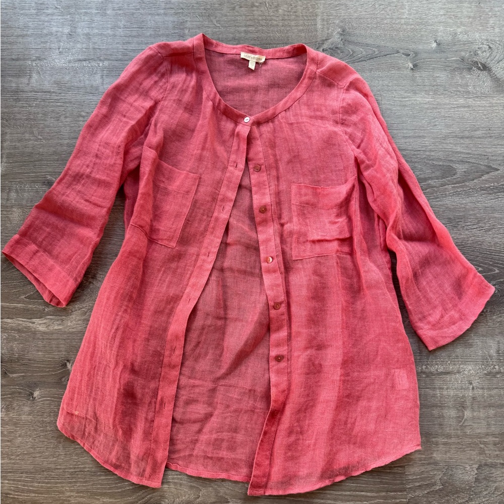 Eileen Fisher Pink Linen Top